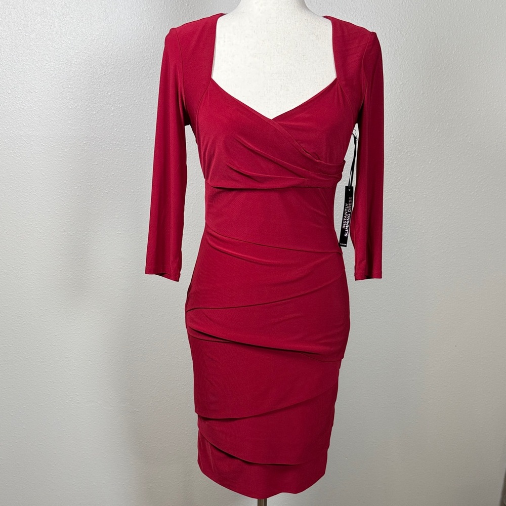 WHBM Slimming Bandage Sheath Dress 4 Red Shaping Sweetheart Valentine Femme NEW - Picture 1 of 17